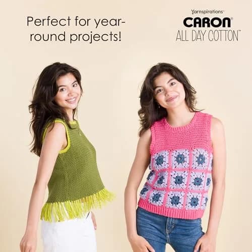 Caron All Day Cotton Prints Yarn Morning Air 100g (3.52oz) | 100% Mercerized Cotton for Crochet & Knitting thumbnail 4