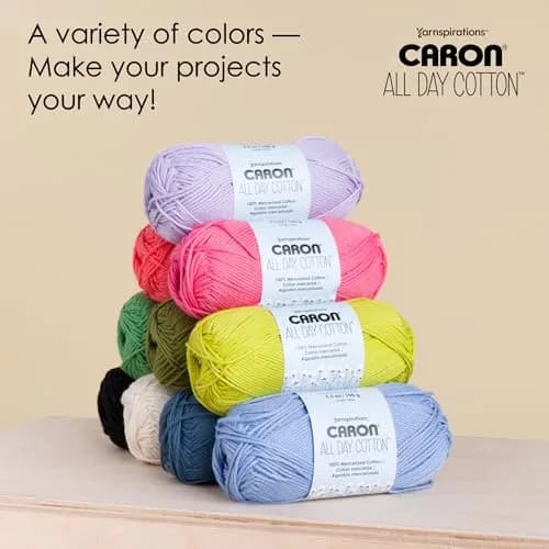 Caron All Day Cotton Prints Yarn Morning Air 100g (3.52oz) | 100% Mercerized Cotton for Crochet & Knitting thumbnail 6