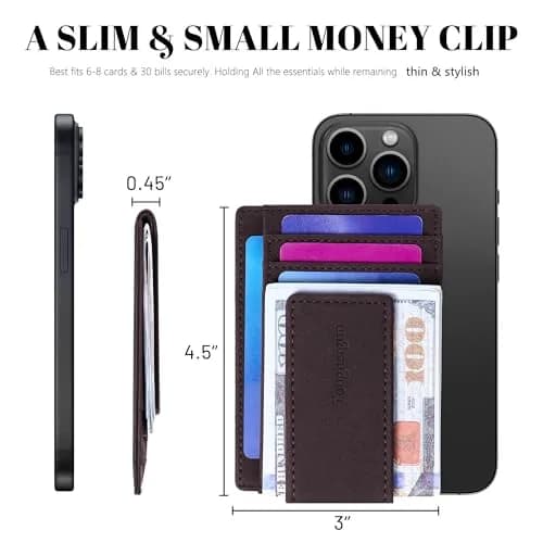 Toughergun Slim Wallet for Men RFID Blocking Money Clip, Minimalist Front Pocket Credit Card Holder, Magnetic Thin Mens Wallets with ID Window (Deep Purple) thumbnail 7