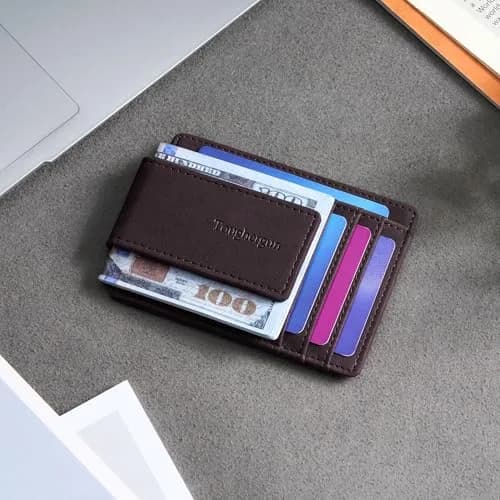 Toughergun Slim Wallet for Men RFID Blocking Money Clip, Minimalist Front Pocket Credit Card Holder, Magnetic Thin Mens Wallets with ID Window (Deep Purple) thumbnail 3