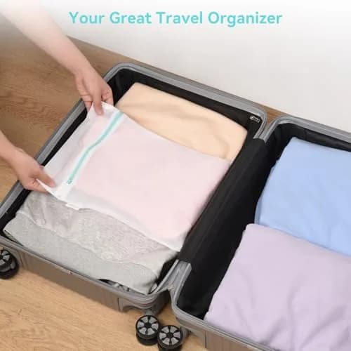 OTraki White Mesh Laundry Bag 30cm x 40cm | Reinforced Zipper for Delicates thumbnail 9
