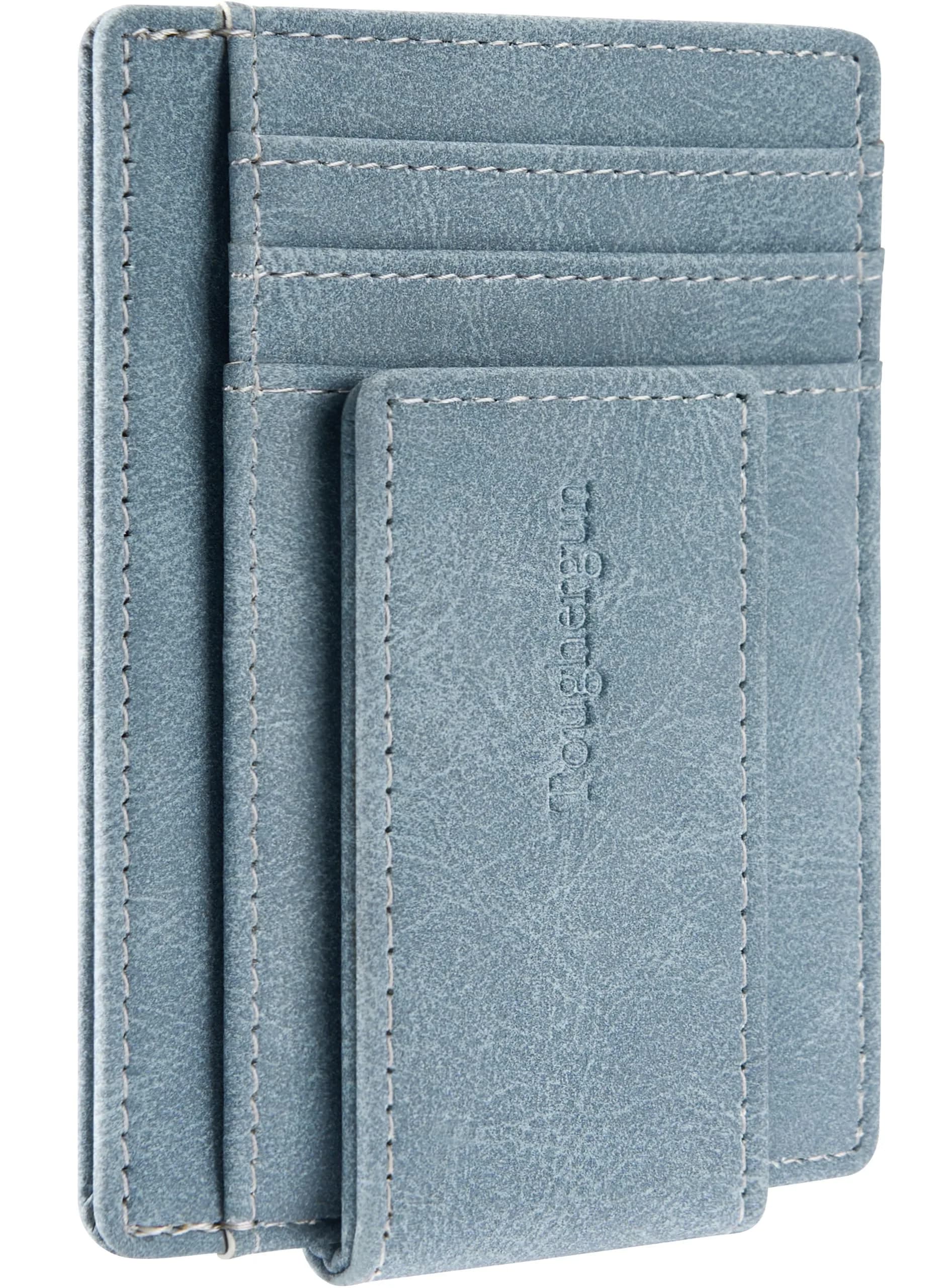 Toughergun Slim Wallet for Men - Light Blue RFID Blocking Money Clip, Minimalist Front Pocket Credit Card Holder