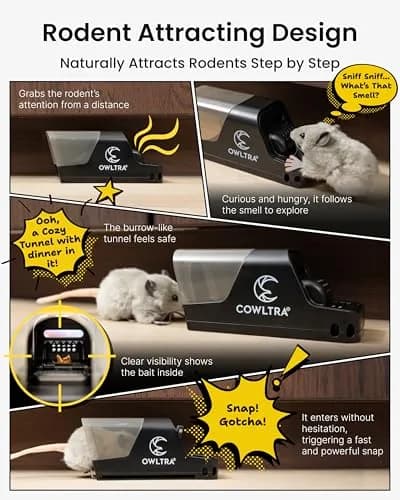 OWLTRA Extra Large Plastic Tunnel Snap Rat Trap 2PCS | Instant Kill, Touch-Free Release, Indoor & Outdoor thumbnail 4