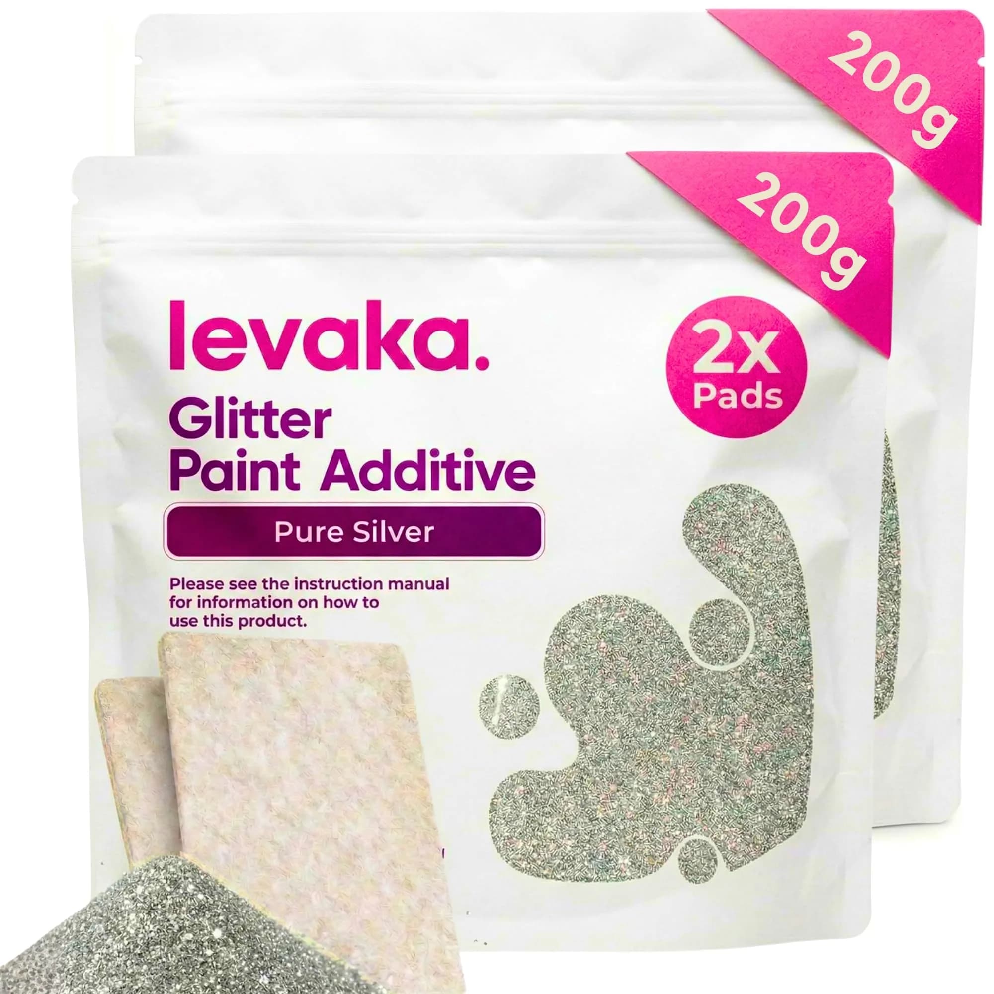 FBGC Holographic Silver Glitter Paint Additive 156 g (5.3 oz) | Adds Sparkle to Walls & Furniture — Pure Silver