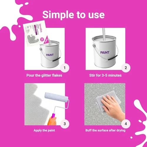 FBGC Pure Silver Glitter Paint Additive 400g (14.11oz) | Adds Sparkle to Walls & Furniture thumbnail 5