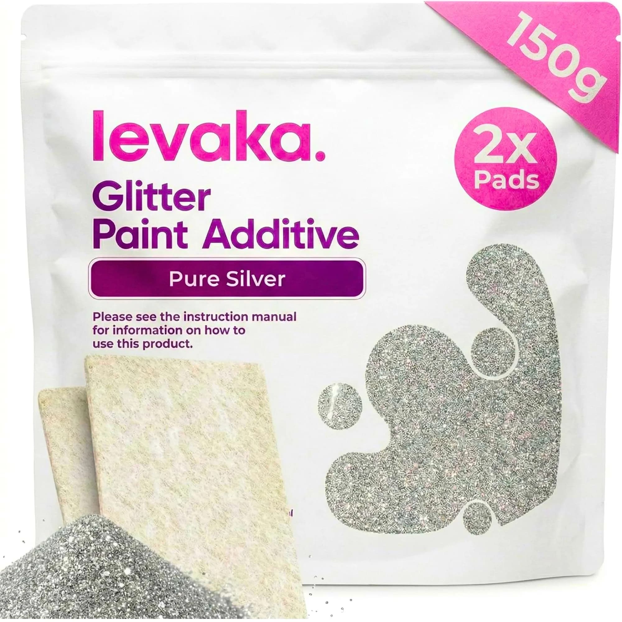 FBGC Holographic Silver Glitter Paint Additive 156 g (5.3 oz) | Adds Sparkle to Walls & Furniture — Pure Silver / 5.3oz