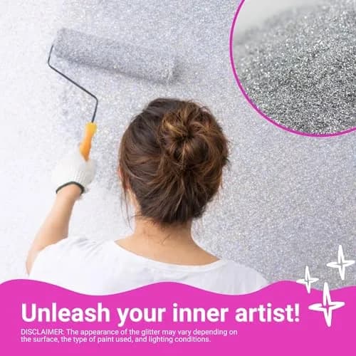 FBGC Pure Silver Glitter Paint Additive 5.3oz | Fine Sparkle for Walls & Furniture thumbnail 2