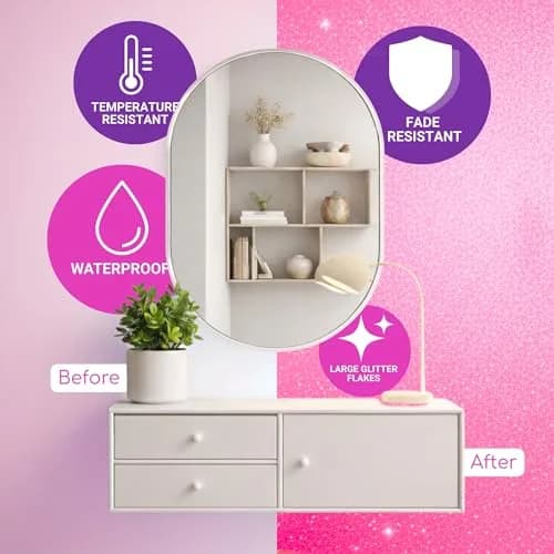 FBGC Pure Silver Holographic Pink Glitter Paint Additive 14.11oz (400g) for Walls & Furniture thumbnail 3