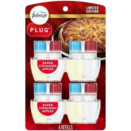 Febreze Fade Defy Plug-In Air Freshener Refills, Baked Cinnamon Apples Scent, 3.5 Fl Oz (4 Count) | Continuous Odor Control thumbnail 1