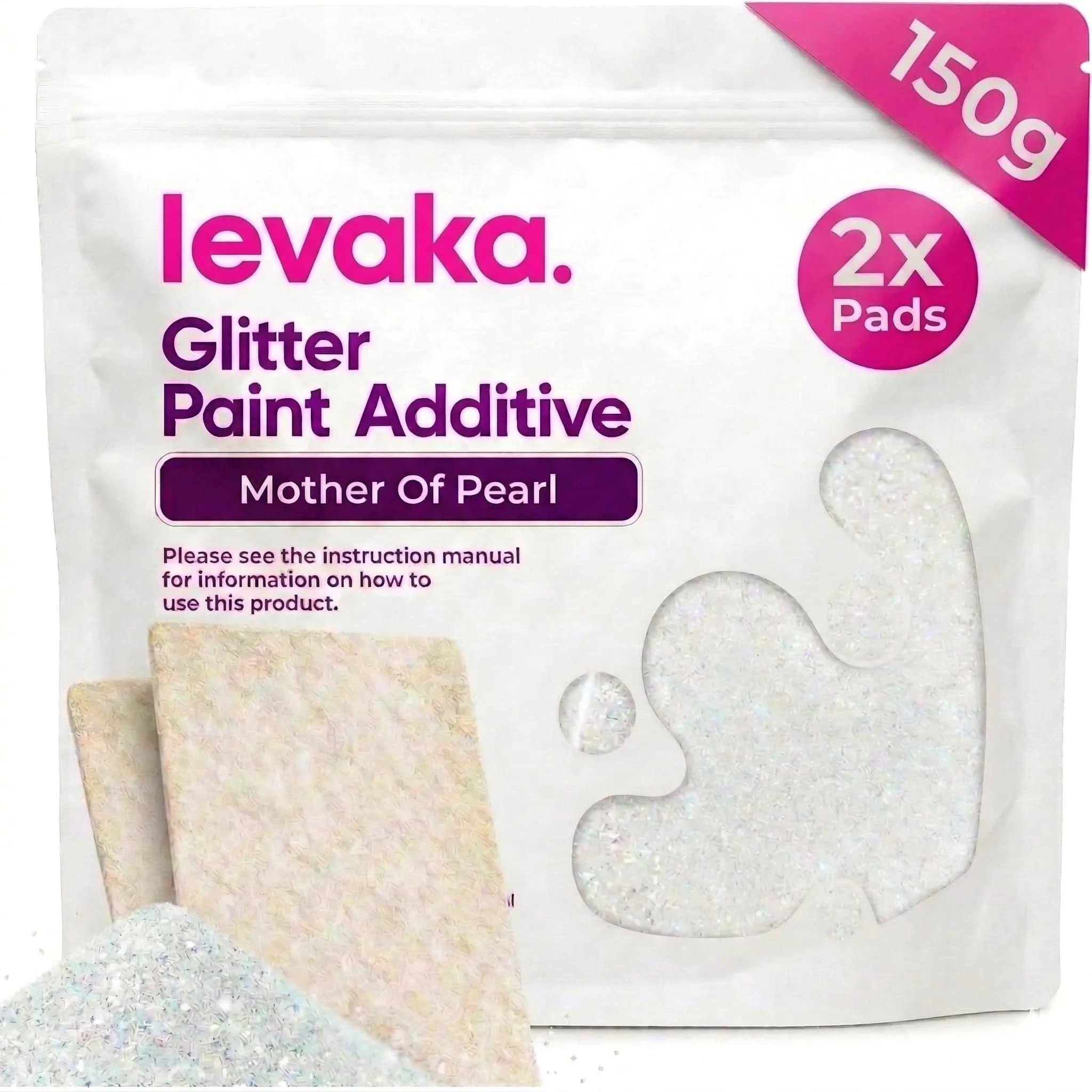 FBGC Pure Silver Mother of Pearl Glitter Paint Additive 5.3oz | Shimmer for Walls & Furniture