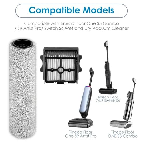 BRUVISH Vacuum Filter Replacement Kit for Tineco Floor One S9 Artist Pro & S6 | HEPA & Brush Rollers, 6 Pack thumbnail 5