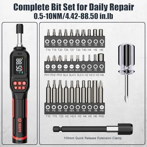 VANPO Digital Torque Screwdriver 0.5-10 Nm (4.42-88.5 in-lb) | Precision Tool for Bikes, Optics & Electronics thumbnail 5