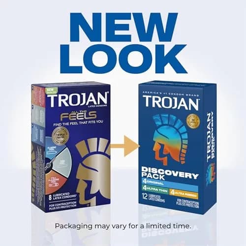 TROJAN Discovery Pack Assorted Latex Lubricated Condoms for Men, 12 Count | Variety Pack: Original, Ultra Thin, Ultra Ribbed thumbnail 2