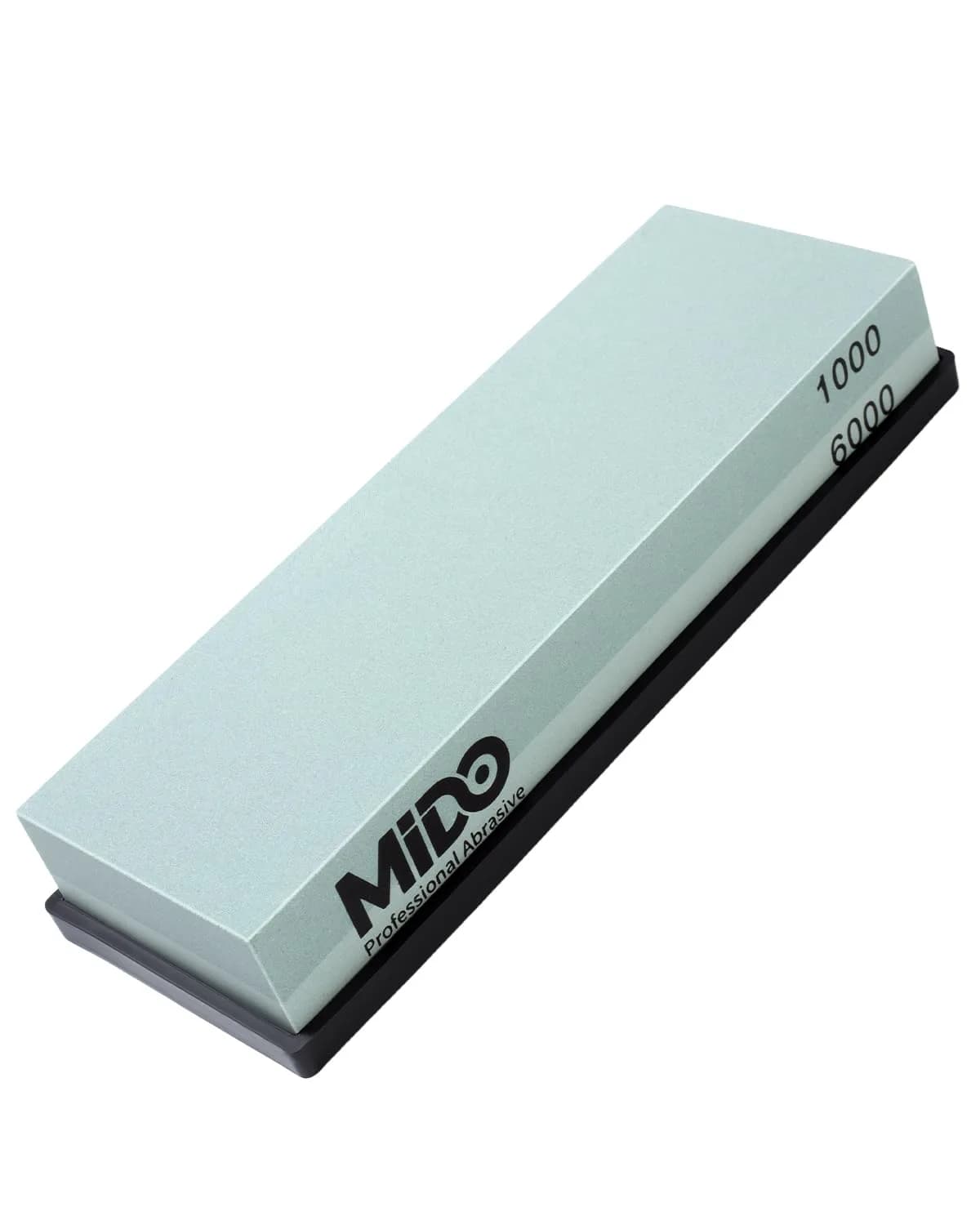MIDO Professional Abrasive 1000/6000 Grit Knife Sharpening Stone Dual Sided Whetstone with Non-Slip Rubber Base, 18cm (7.09")