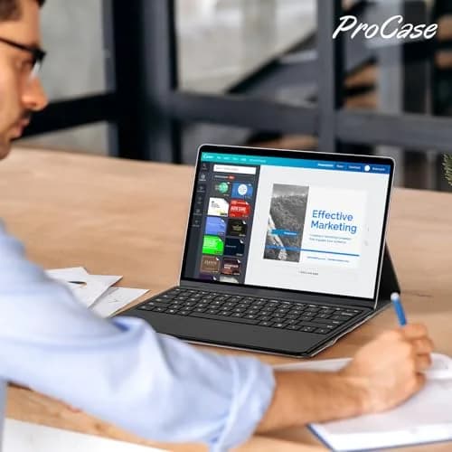 ProCase Premium PU Leather Folio Stand Case for Surface Pro 12" (2025 Release), Grey | Wireless Pen Charging & Multi-Angle Stand thumbnail 7