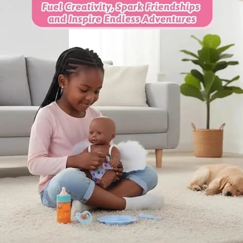 CARANOVO Baby Doll Feeding & Caring Set, 7-Piece Kit for 10-17 Inch Dolls, Pink thumbnail 7