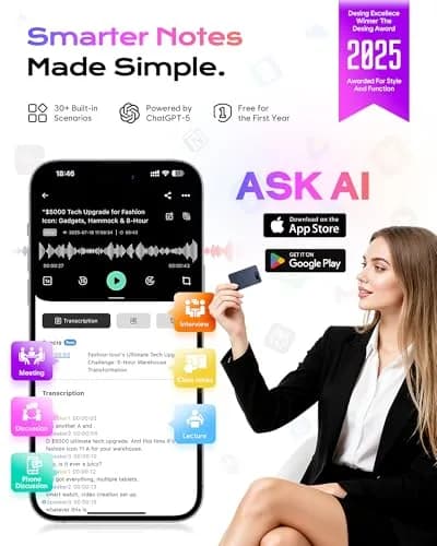 Elasound AI Voice Recorder 64GB | Transcribe & Summarize in 121 Languages, 45H Battery, Magnetic Case thumbnail 3