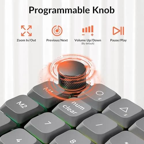 Keychron K0 Max Wireless Low-Profile Numeric Pad with RGB & Bluetooth 5.3 | Programmable, Hot-Swappable Brown Switch, 27 Keys thumbnail 5