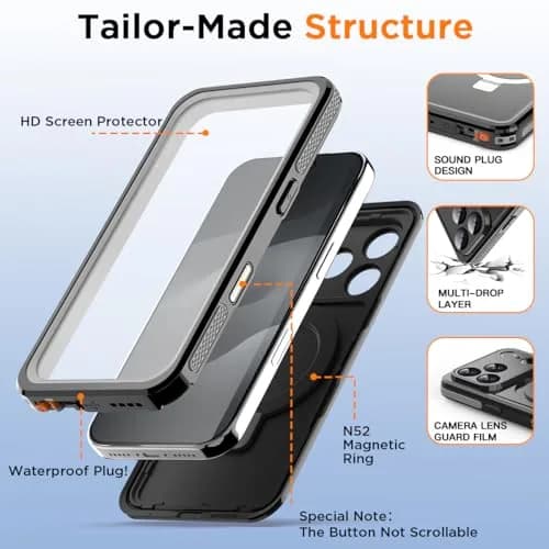 AICase Waterproof Magnetic Case for iPhone 17 Pro Max 6.9" (2025) with Kickstand & Screen Protector | IP68 Underwater Protection thumbnail 5
