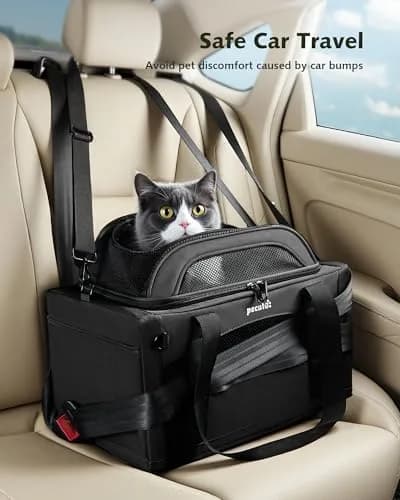 Pecute Top Expandable Airline Approved Pet Carrier for Cats, Dark Gray | Compact & Ventilated thumbnail 9
