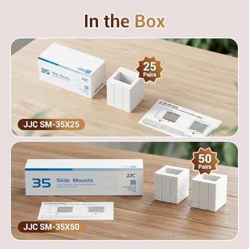 JJC 35mm Slide Film Mounts 50 Pairs (100 pcs) | Premium Scanning Accessories for Projectors & Scanners thumbnail 4