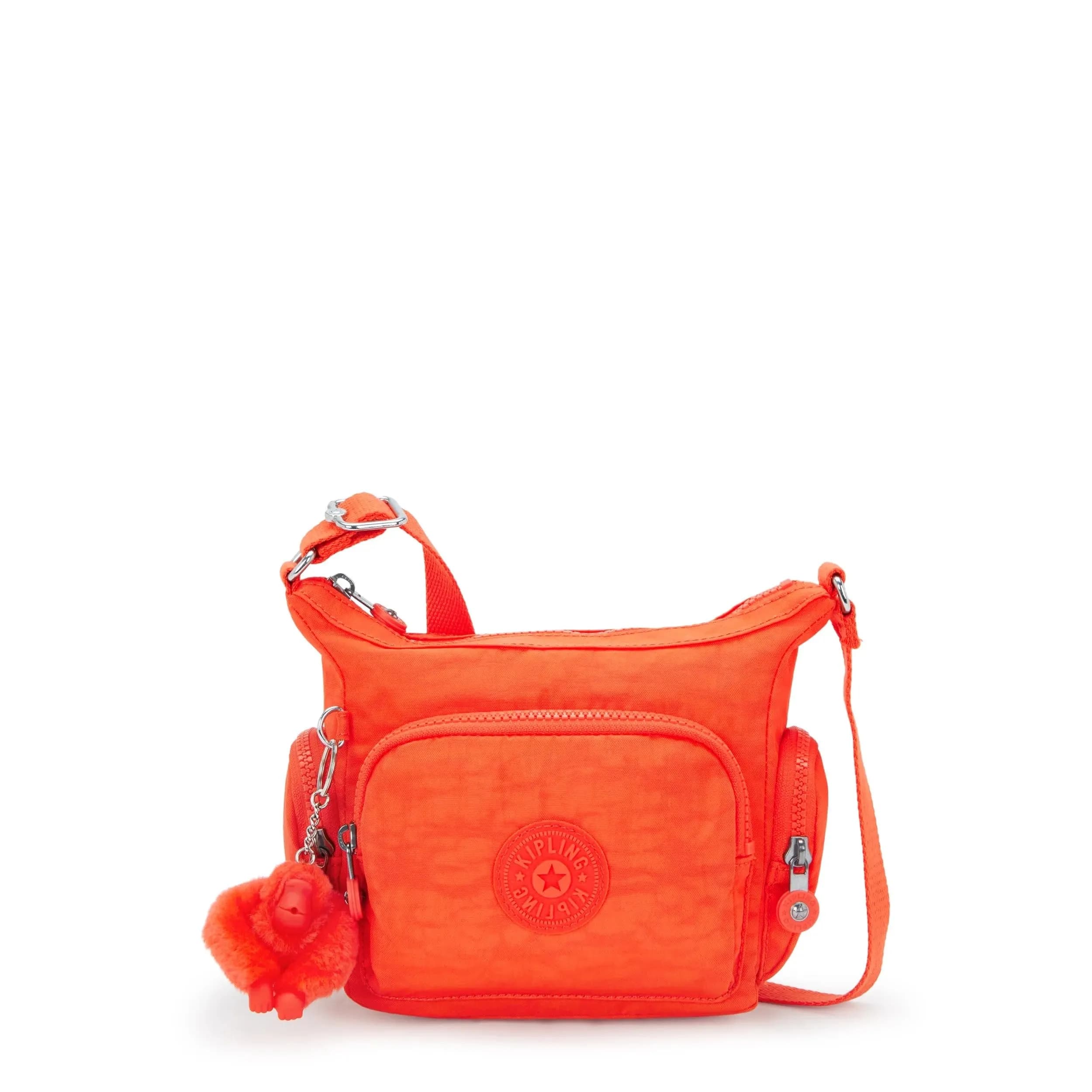 Kipling Gabbie Mini Crossbody Bag Blue Bleu 2 21.6 cm (8.5 in) x 27 cm (10.6 in) x 7.6 cm (3 in) | Water Resistant Organizational Pockets — Open Orange
