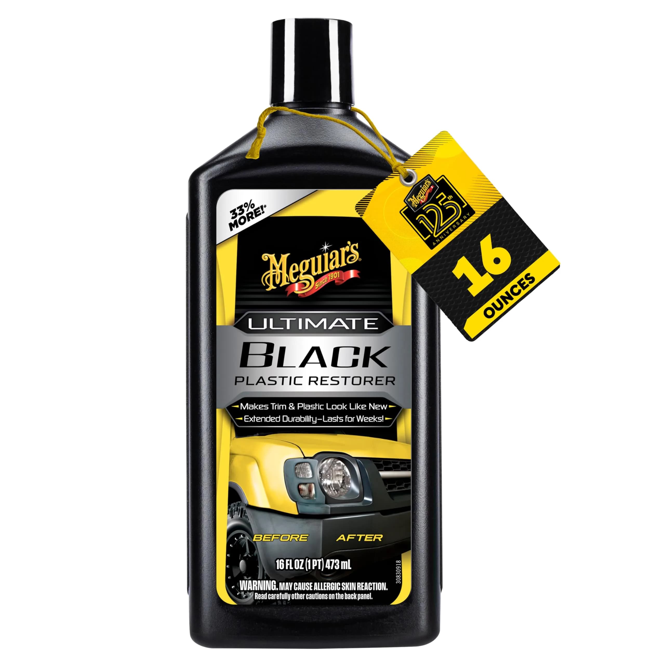 Meguiar's Ultimate Black Plastic Restorer 16 Oz | Deep UV Protection, Long-Lasting Gloss, Fast-Drying - main product image