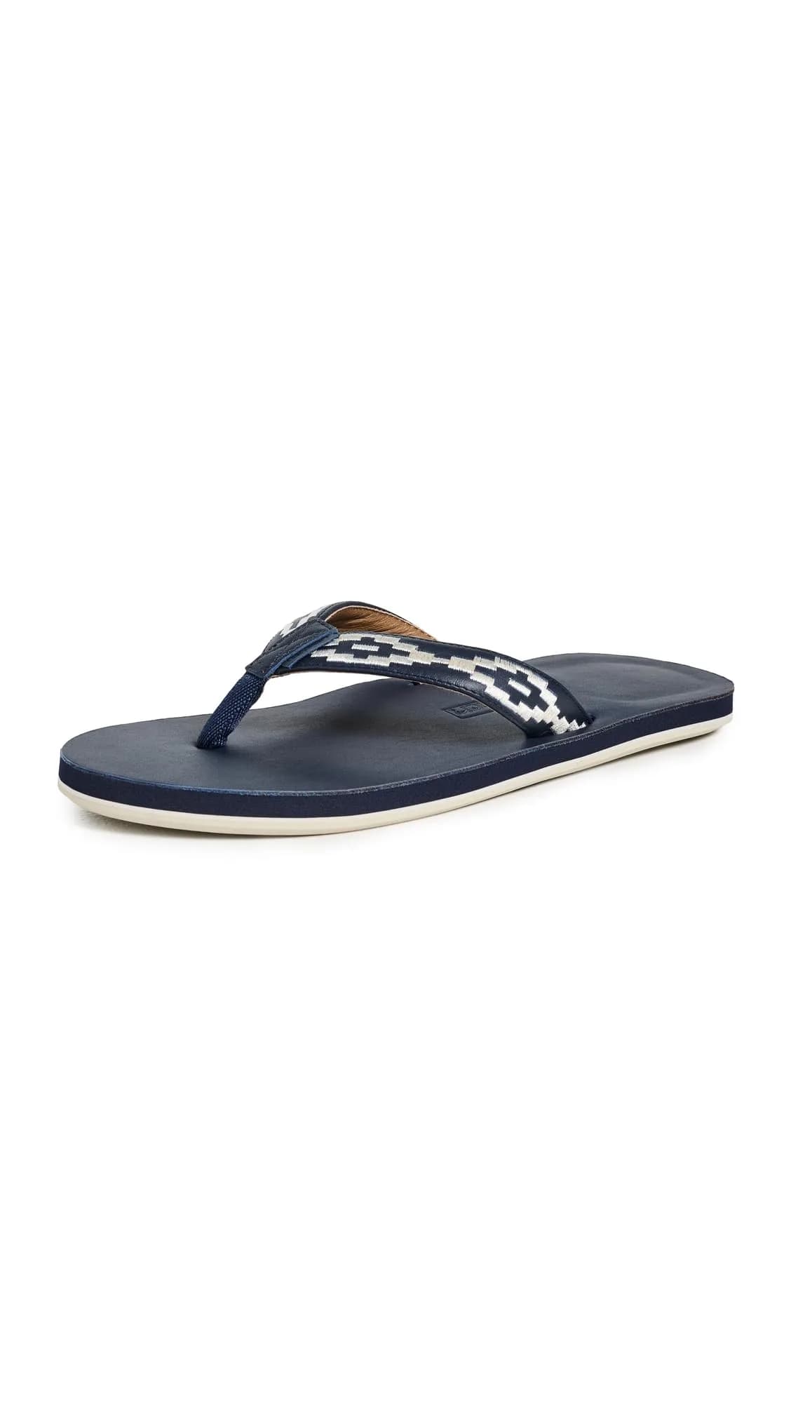 Hari Mari Men's Fields Camino Flip Flops Leather Navy 9 Medium | All-Day Comfort - main product image