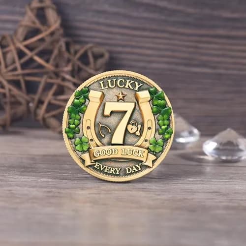 LParkin Lucky Coin Charm 1.57 inches | Four Leaf Clover & Elephant Prosperity Token thumbnail 3