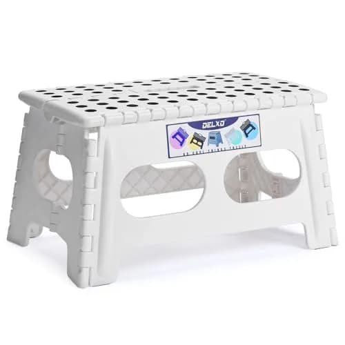 Delxo Folding Step Stool 9 inch (22.86 cm) | Extra Wide 15-inch Platform for Kids & Adults, 300 Lbs Capacity thumbnail 1