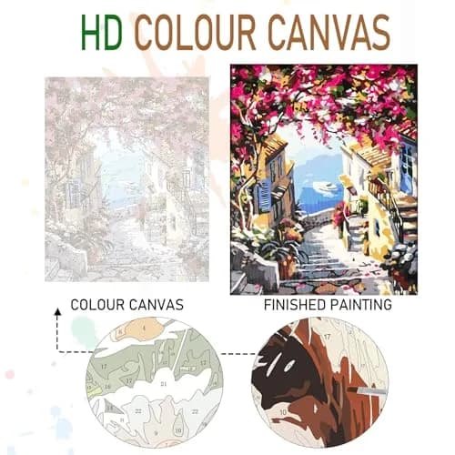 Amphol Paint by Numbers Kit for Adults 16”x16” | Floral Canvas with Acrylic Paint & Brushes thumbnail 4