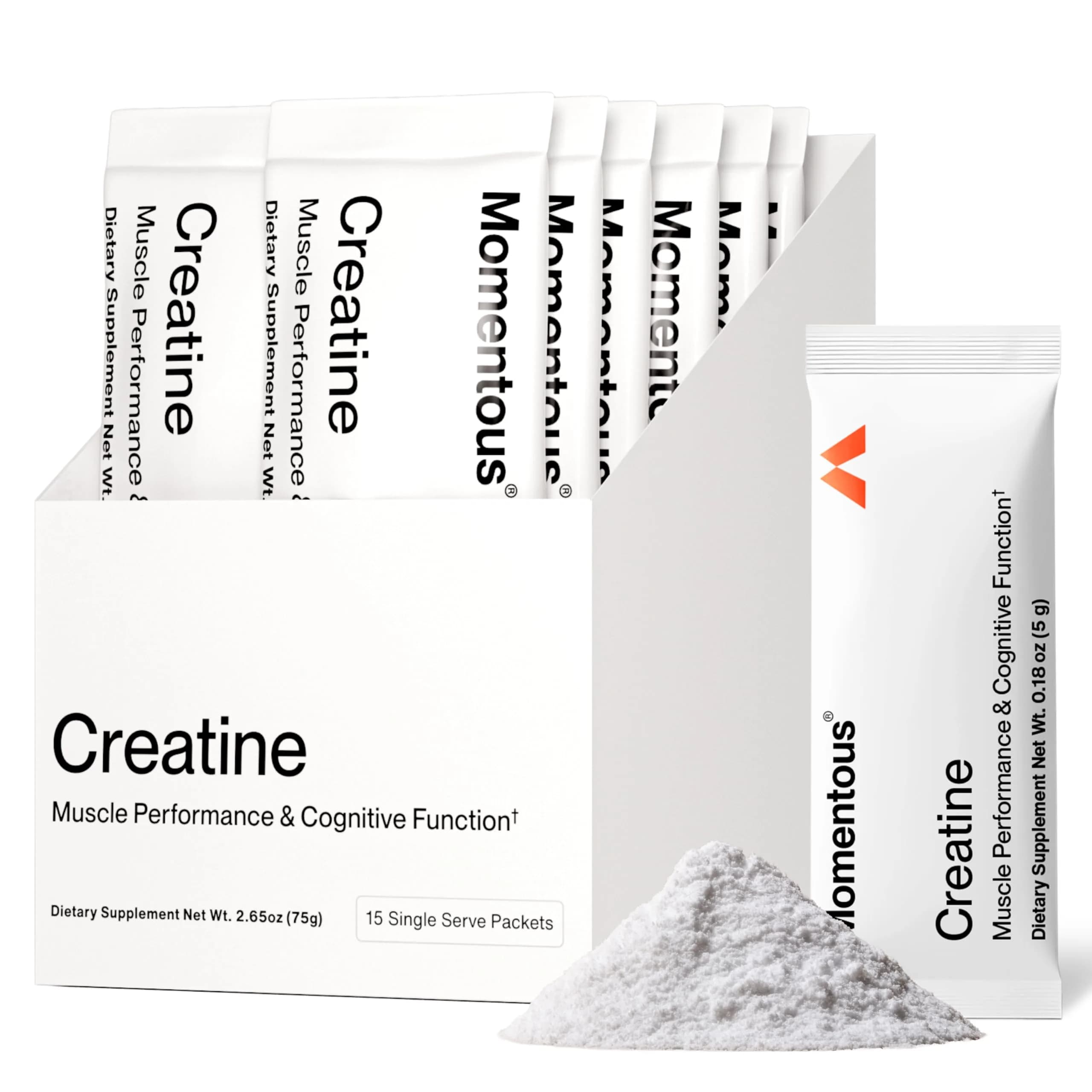 Momentous Creatine Monohydrate Powder 90 Servings (15.8 oz) | NSF Certified for Sport & Muscle Growth — Unflavored / 15 Servings