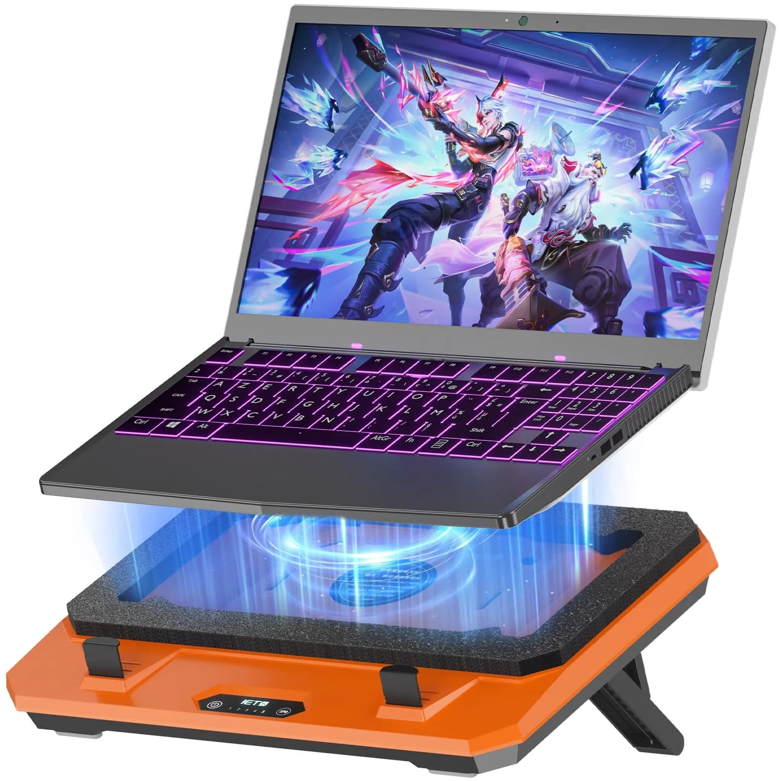 IETS GT300 Upgraded Laptop Cooling Pad with Adjustable Stand, Turbo Boosted Cooler for Rapid Cooling 10-17inch Gaming Laptop, Flexible Sealing Ring, Air Filtration & USB Hub — GT300F1(Hub)