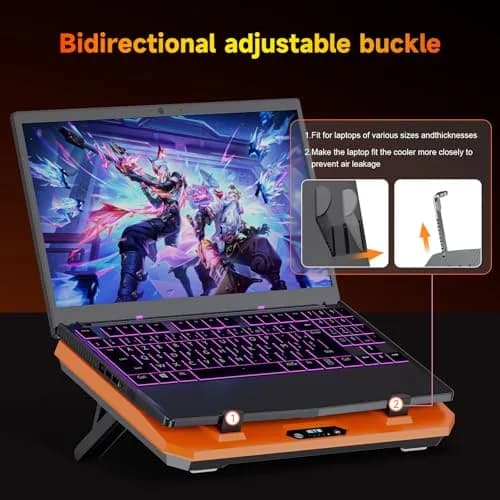IETS GT300 Upgraded Laptop Cooling Pad with Adjustable Stand, Turbo Boosted Cooler for Rapid Cooling 10-17inch Gaming Laptop, Flexible Sealing Ring, Air Filtration & USB Hub thumbnail 4