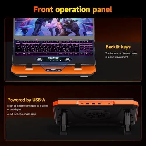IETS GT300 Upgraded Laptop Cooling Pad with Adjustable Stand, Turbo Boosted Cooler for Rapid Cooling 10-17inch Gaming Laptop, Flexible Sealing Ring, Air Filtration & USB Hub thumbnail 6