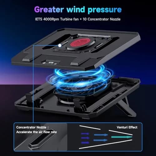 IETS GT300 Upgraded Laptop Cooling Pad with Adjustable Stand & Air Filter | 10-17 inch Gaming Laptop Cooler thumbnail 2