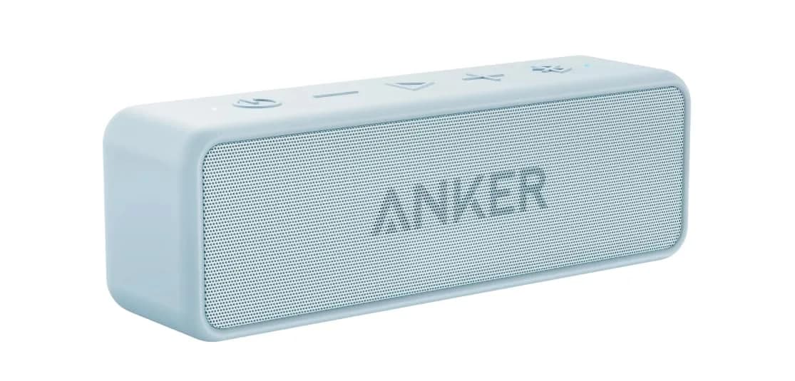 Anker Soundcore 2 Portable Bluetooth Speaker, 12W Stereo Sound, IPX7 Waterproof, 24H Playtime | Baby Blue
