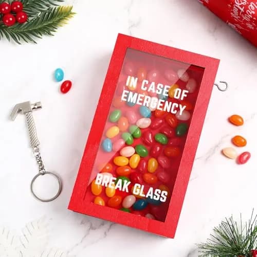 JULEASEL Break in Case of Emergency Box with Hammer, Red Acrylic Front, 9.8cm W x 16.9cm H x 5.2cm D | Unique Personalized Gift Box thumbnail 3