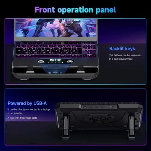 IETS GT300 Upgraded Laptop Cooling Pad with Adjustable Stand & USB Hub | Turbo Boosted Cooler for 10-17 inch Gaming Laptops thumbnail 6