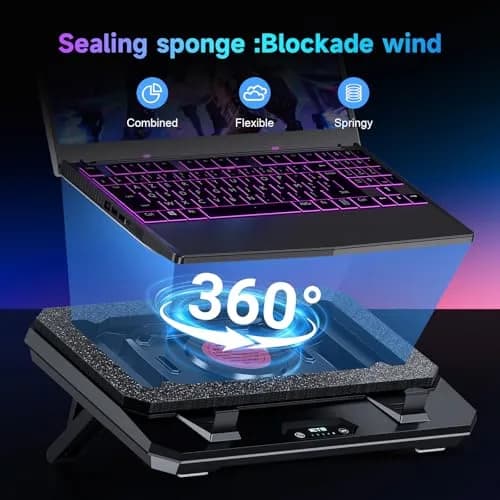 IETS GT300 Upgraded Laptop Cooling Pad with Adjustable Stand & USB Hub | Turbo Boosted Cooler for 10-17 inch Gaming Laptops thumbnail 3