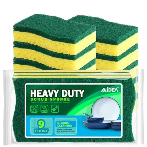 AIDEA Kitchen Sponges, 9-Count Pack | Heavy-Duty Scrub Sponge with Dual-Sided Cleaning thumbnail 1