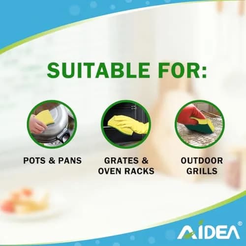 AIDEA Kitchen Sponges, 9-Count Pack | Heavy-Duty Scrub Sponge with Dual-Sided Cleaning thumbnail 4