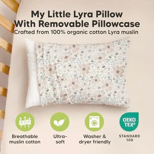 KeaBabies Toddler Pillow with Pillowcase,13x18 Soft Breathable Flora Vale | Support for Small Necks & Heads thumbnail 4