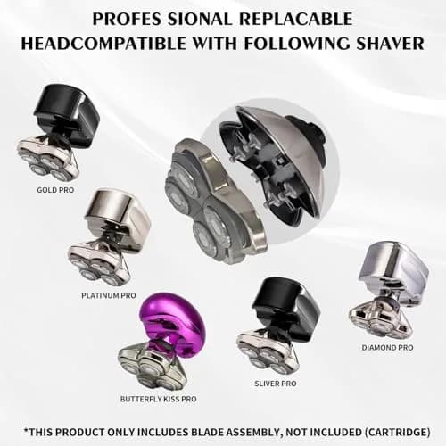 VODOZAVA Pro 4 Shaver Replacement Heads for Skull | Self-Sharpening, Wet & Dry, 4-Head Set thumbnail 2