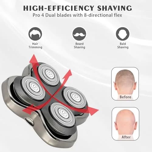 VODOZAVA 2Pack Pro 4 Shaver Replacement Heads for Skull, Self-Sharpening Blades, Silver PRO | Compatible with Pitbull Gold PRO thumbnail 4