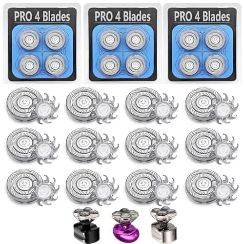 VODOZAVA Pro 4 Head Replacement Blades 12-Pack | Precision Shaver Heads for Skull Pitbull Gold Pro, Platinum Pro, Silver Pro, Diamond Pro, Butterfly Kiss Pro Shavers thumbnail 1