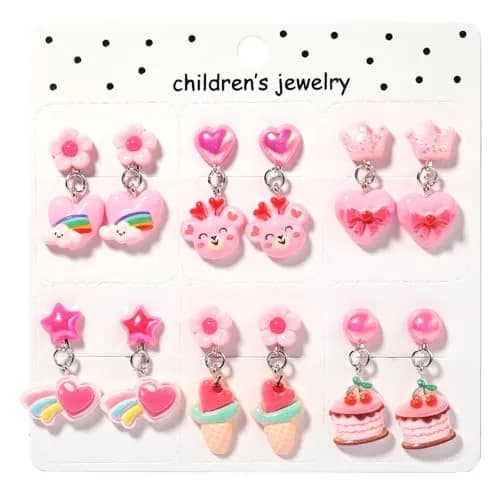PinkSheep Unicorn Clip On Earrings for Little Girls | 6 Pairs, Safe & Comfortable thumbnail 5