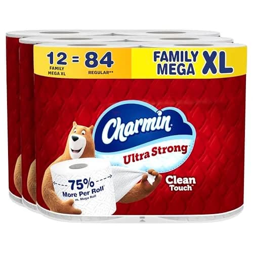 Charmin Ultra Strong Clean Touch Toilet Paper, 12 Family Mega XL Rolls (4620 Sheets Total) | 2-Ply, Clog-Safe, Septic-Safe thumbnail 1