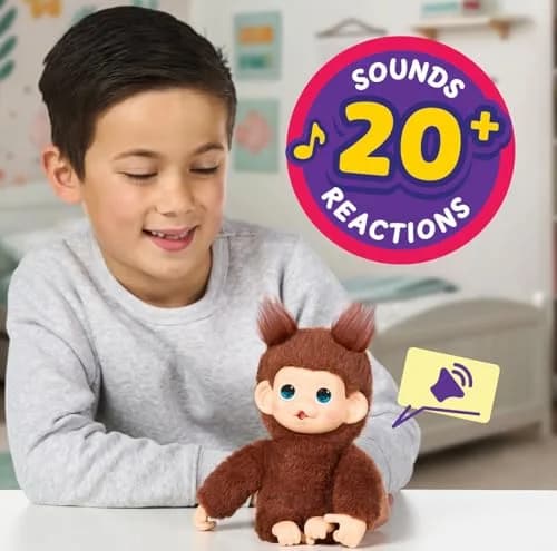 Little Live Pets Baby Monkey Minis – Chikki Cherry, Interactive Toy | 7.4 inches cuddly plush thumbnail 4