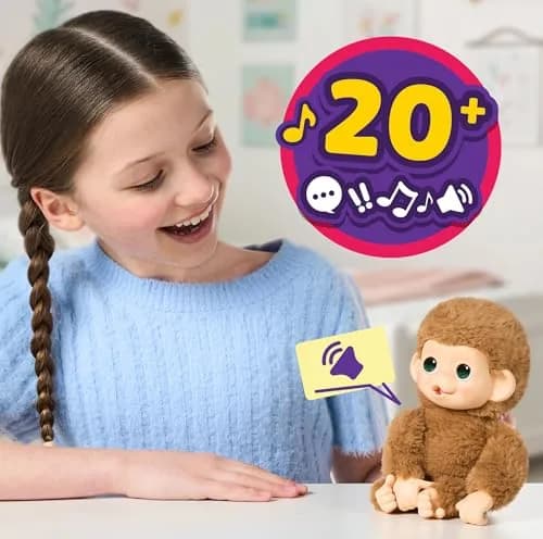 Little Live Pets Baby Monkey Minis Pepi Peach Interactive Toy 18 cm (7.4 in) | ASTM-Tested Educational Toy thumbnail 4
